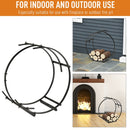 28" Black Round Firewood Display and Storage Rack Log Holder - Seasonal Overstock