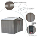 Storage Sheds, 9' x 6.4' Outdoor Garden Storage Shed with Dual Sliding Doors- Grey - Seasonal Overstock