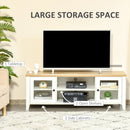 TV Stand, Dallas TV Stand Entertainment Unit for TVs up to 60" - White & Natural - Seasonal Overstock