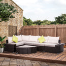 Hazel Grove 6pc Outdoor Rattan Sectional Sofa Set - Khaki & Brown - Seasonal Overstock