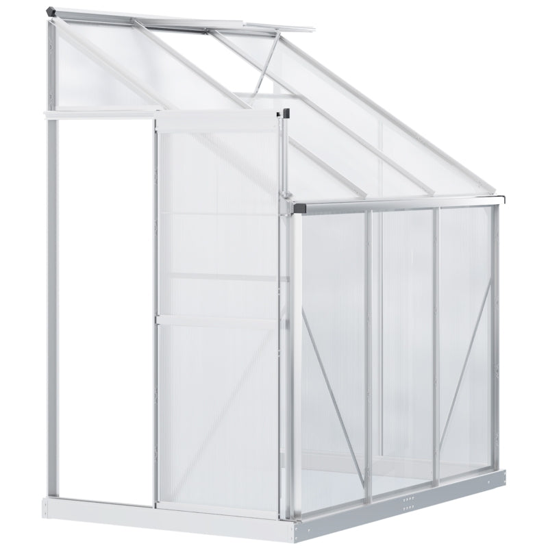 Lean-To Aluminum Frame Walk-In Greenhouse 6' x 4' x 7' - Silver