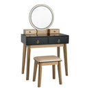 Vanity, Melvyna Luxury Vanity with LED Mirror - Black / Gold - Seasonal Overstock