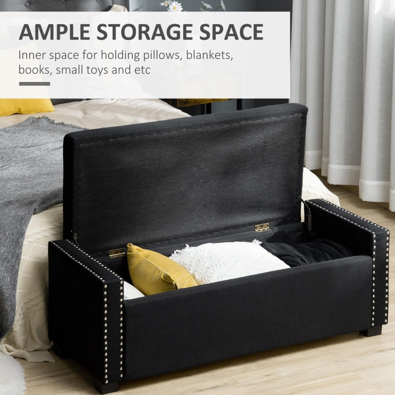 Osman 47" Nailhead Dark Grey Upholstered Storage Bench - Seasonal Overstock