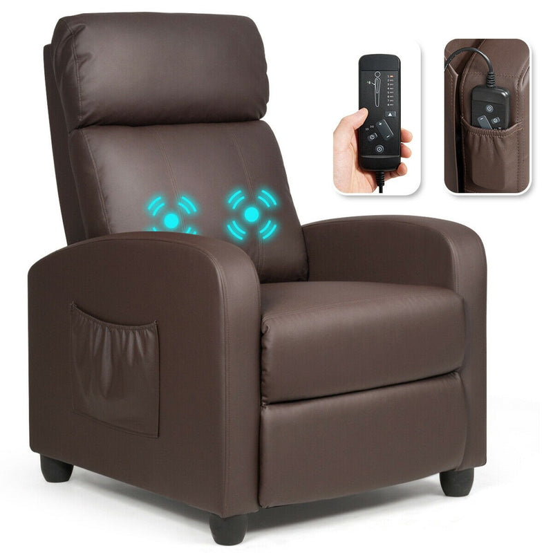 Tyson Brown Recliner Chair with Vibration Massage