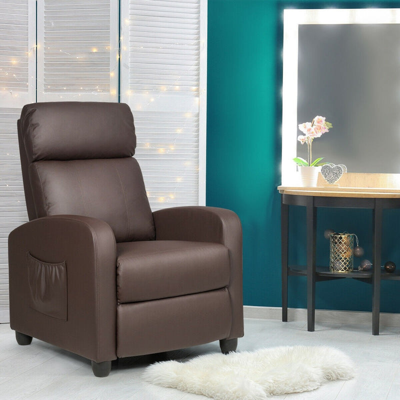 Tyson Brown Recliner Chair with Vibration Massage - Seasonal Overstock