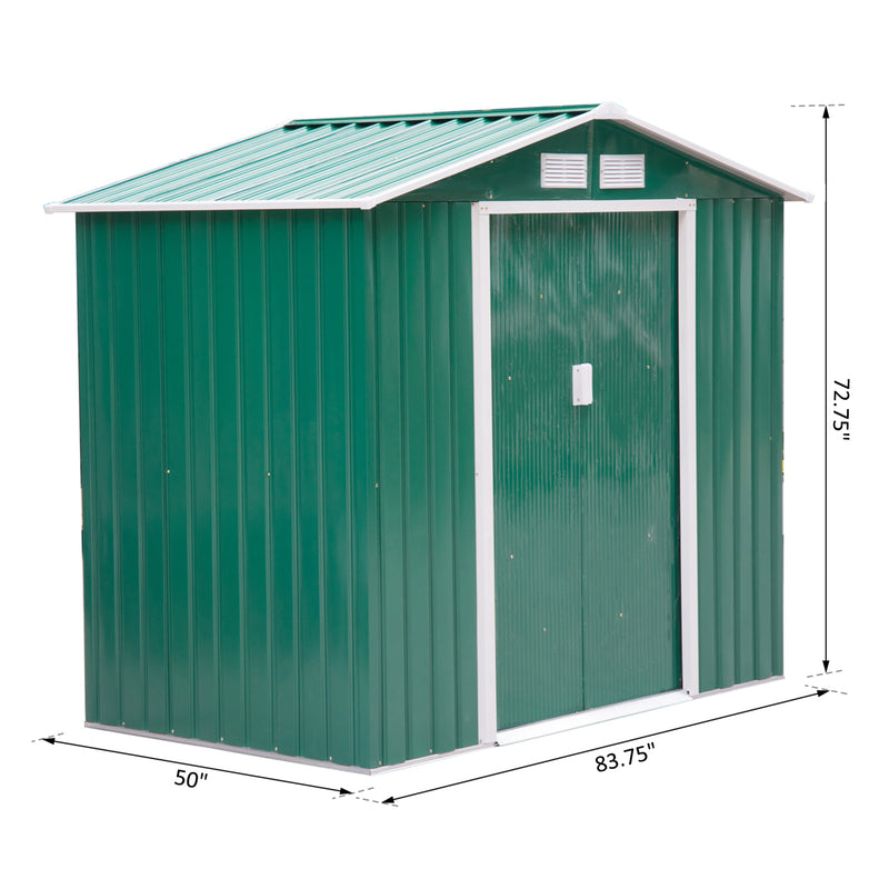 7' x 4' Green Metal Storage Shed - Seasonal Overstock