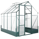 Greenhouses, 8.2' x 6.2' Walk-In Greenhouse with Aluminum Frame, Polycarbonate Panels, Sliding Door - Green - Seasonal Overstock