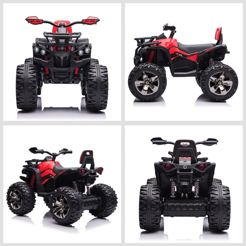 12V Kids Ride-On Four Wheeler ATV 1 Seater with MP3 & Headlights - Red - Seasonal Overstock