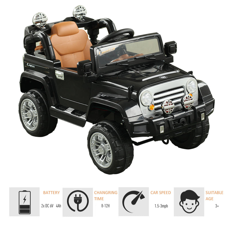 12V Ride On 2 Speed Jeep with Parent Remote Control - Black - Seasonal Overstock