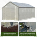 Greenhouse, 20' x 10' Heavy Duty Walk-In Plastic Cover Garden Greenhouse, Peaked Roof, Steel Frame, White - Seasonal Overstock