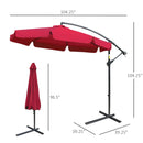 Patio Umbrella, 9ft Offset Cantilever Patio Umbrella with Easy Tilt Adjust - Red - Seasonal Overstock