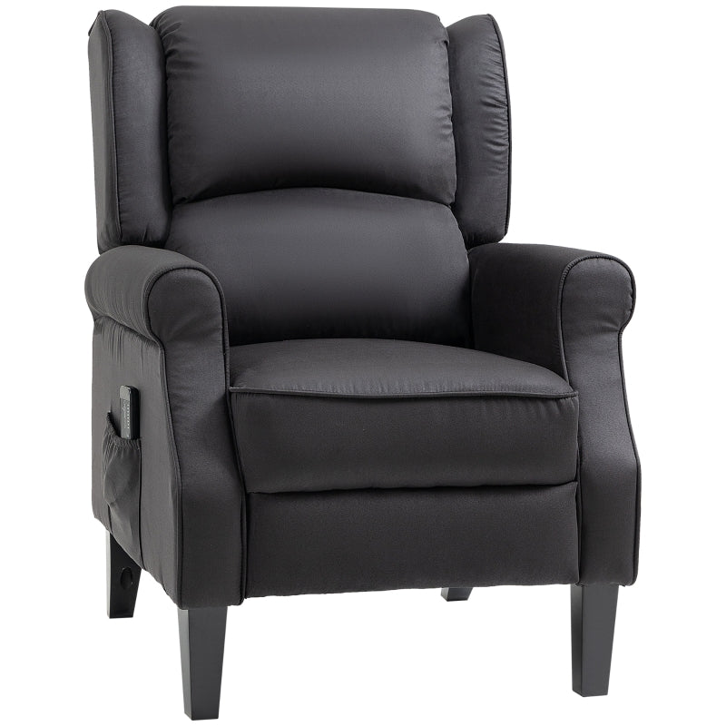 Ander Manual Push Reclining Chair with Vibration Massage - Black - Seasonal Overstock