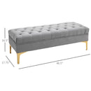 Benches, Ariya 47" Velvety Grey Button Tufted Upholstered Ottoman Bench - Seasonal Overstock