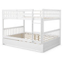 Chandler Full Over Full Wood Bunk Bed with Trundle Bed - White - Seasonal Overstock