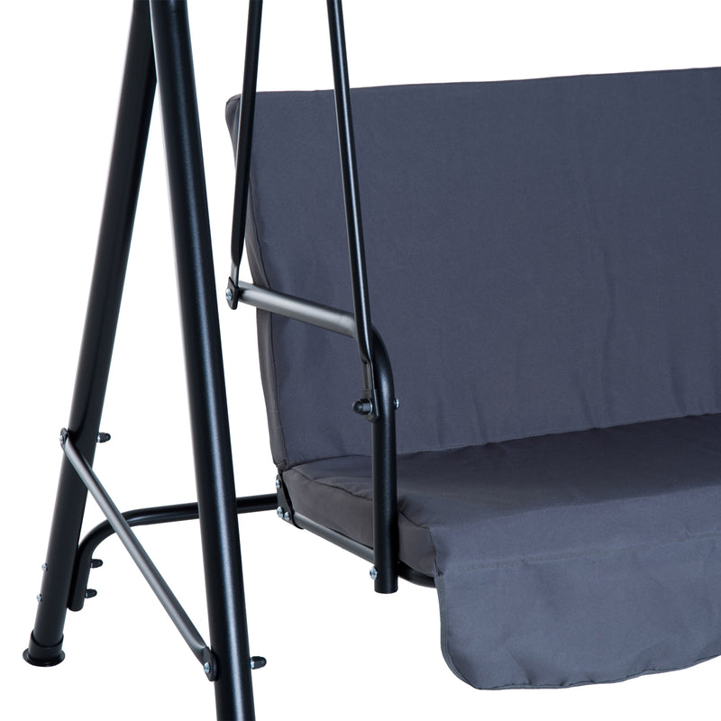 Fiona 3 Seater Patio Swing & Canopy - Grey - Seasonal Overstock