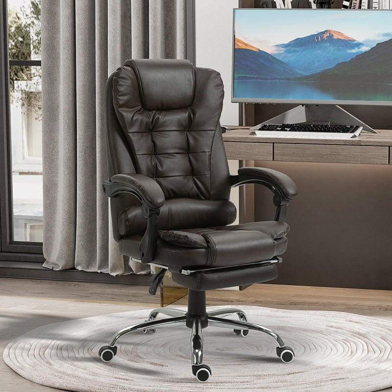 Marlos High Back Faux Leather Executive Chair with Footrest - Brown - Seasonal Overstock
