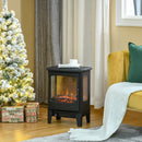 Mini Electric Fireplace with Realistic Flame - Grey Black - Seasonal Overstock