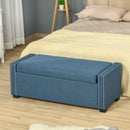 Benches, Osman 47" Nailhead Blue Upholstered Storage Bench - Seasonal Overstock