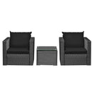 Tarin 3pc Outdoor Rattan Table and Chairs Set - Black - Seasonal Overstock