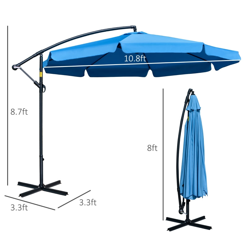 11ft Offset Cantilever Patio Umbrella with Easy Tilt Adjust - Blue - Seasonal Overstock