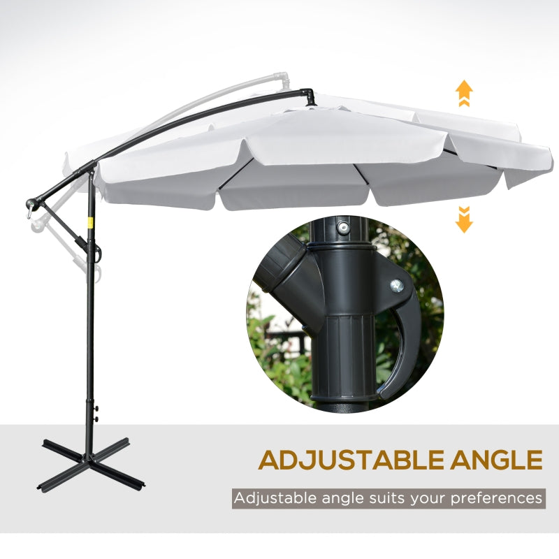 11ft Offset Cantilever Patio Umbrella with Easy Tilt Adjust - White - Seasonal Overstock