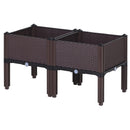 Planters, 31.5" x 31.5" Raised 4-Box Planter Flower Bed - Brown - Seasonal Overstock