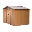 Storage Sheds, 9' x 6.4' Outdoor Garden Storage Shed with Dual Sliding Doors - Tan Brown - Seasonal Overstock