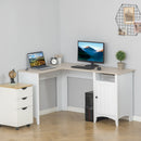 Desks, Bailey White and Natural L-Shaped Desk with Door Cabinet - Seasonal Overstock