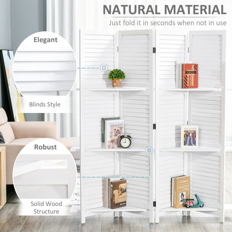 Dvita White 67" 4-Panel Room Divider with 3 Shelves - Seasonal Overstock