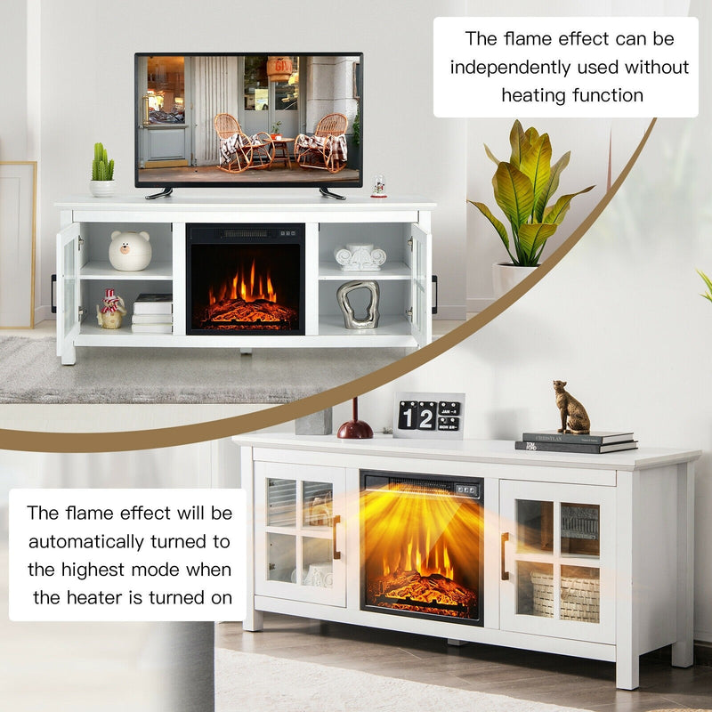 Elio White 1400W Electric Fireplace TV Stand for TVs up to 65" - Seasonal Overstock