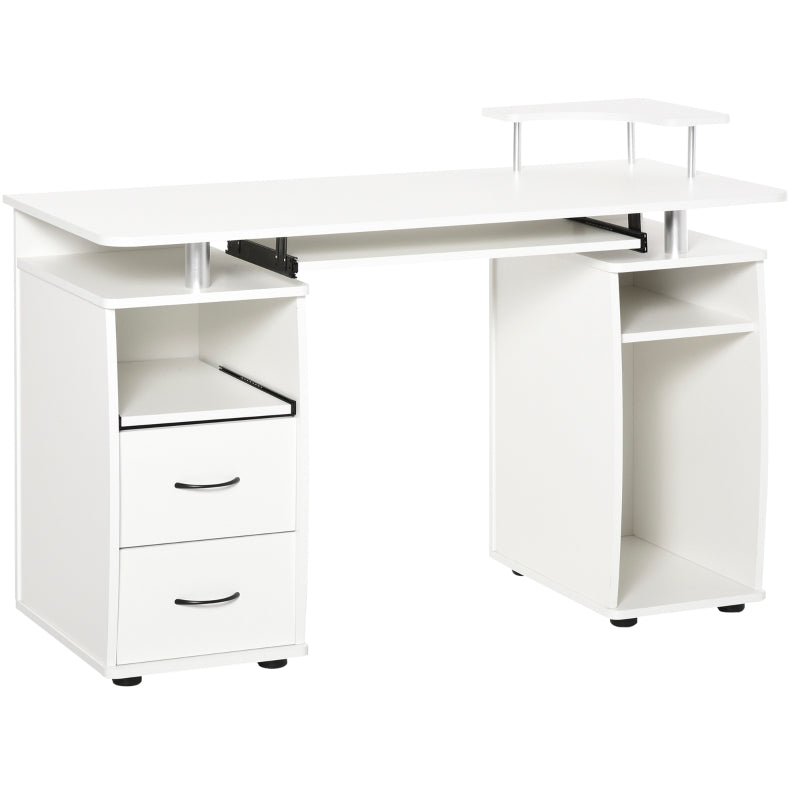 Esme Modern Computer Desk with Storage Drawers and Keyboard Tray - White - Seasonal Overstock
