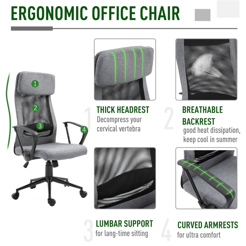 Everett High Back Grey Office Chair with Mesh Back - Seasonal Overstock