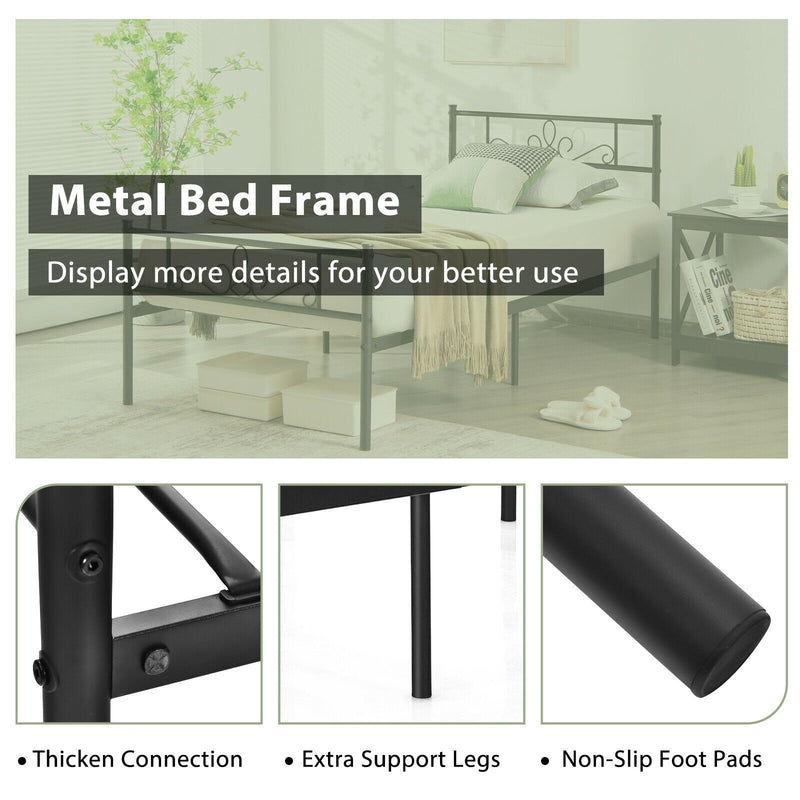 Farrah Twin Size Metal Platform Bed Frame with Headboard and Footboard - Seasonal Overstock