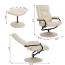 Reclining Chairs, Kenton Faux Leather Chair and Ottoman - Cream - Seasonal Overstock