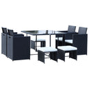 Mira 9pc Outdoor Patio Rattan Compact Dining Set - White - Seasonal Overstock