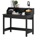 Nathan Laptop Desk with Display Shelves and Drawers - Black - Seasonal Overstock