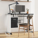Sera Black and White Computer Desk with Keyboard Tray and Door Cabinet - Seasonal Overstock