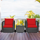 Tarin 3pc Outdoor Rattan Table and Chairs Set - Red - Seasonal Overstock