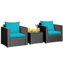 Tarin 3pc Outdoor Rattan Table and Chairs Set - Turquoise - Seasonal Overstock