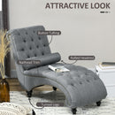 Chaise Lounge, Valencia Button Tufted Chaise Lounge Chair - Grey - Seasonal Overstock
