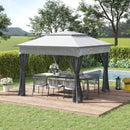 Gazebos, Zella 11' x 11' Light Grey Pop-Up Gazebo with Mesh Walls and Carry Bag - Seasonal Overstock
