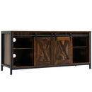 TV Stand, Deacon Barn Door TV Stand Media Unit for TVs up to 60" - Rustic Brown - Seasonal Overstock