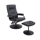 Kenton Faux Leather Chair and Ottoman - Black - Seasonal Overstock