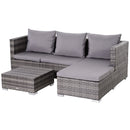 Lana 3pc Outdoor Rattan Sofa Sectional and Table - Grey - Seasonal Overstock