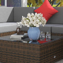 Placid Peak Modular Outdoor Patio Sectional Sofa, Loungers and Table 9pc Set - Light Grey / Mixed Brown