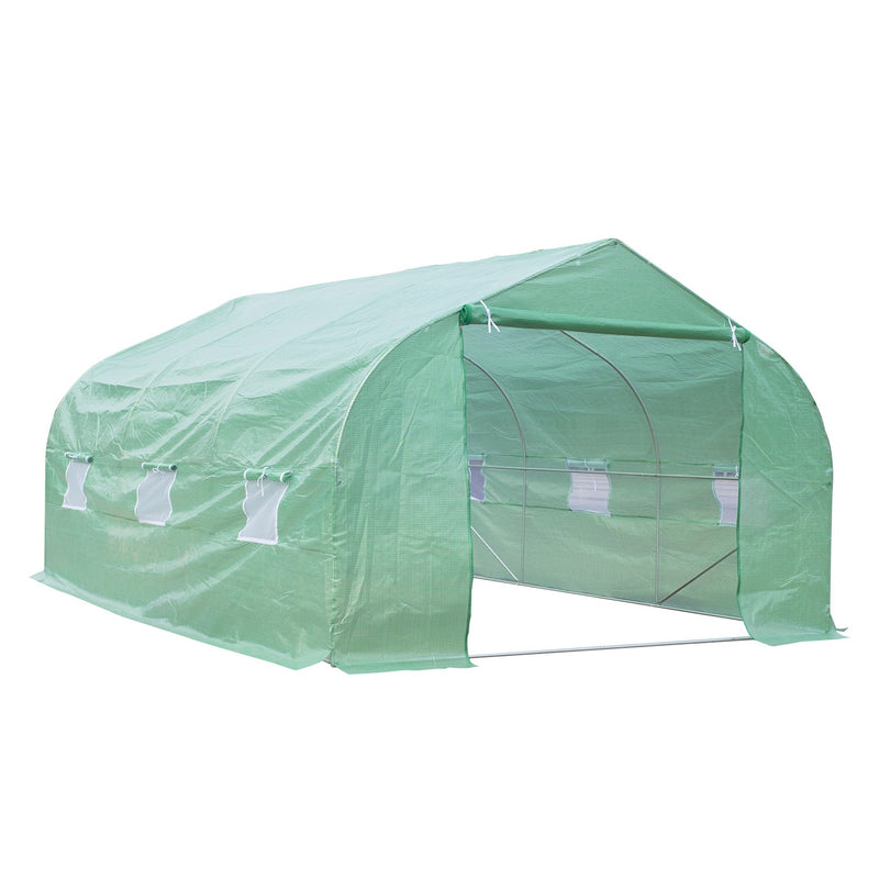 15 x 10ft Soft Cover Walk-In Greenhouse - Green - Seasonal Overstock