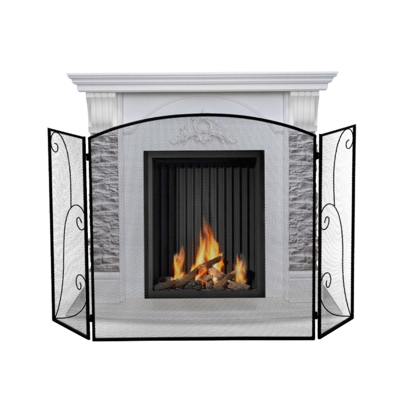 3-Panel Simple Vines Metal Mesh Fireplace Screen 52" Wide - Seasonal Overstock