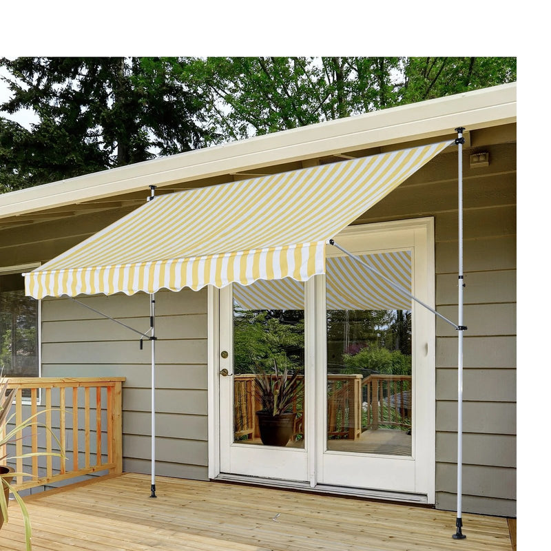 9.8ft Wide RV / Patio Retractable Awning - Yellow Stripe - Seasonal Overstock
