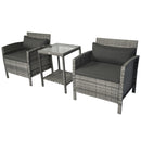 Patio Furniture, Anora 3pc Rattan Patio Chairs & Table Set - Seasonal Overstock
