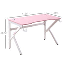 Dani E-Sport Pink and White Gaming Desk with Cup Holder & Headphone Hooks - Seasonal Overstock